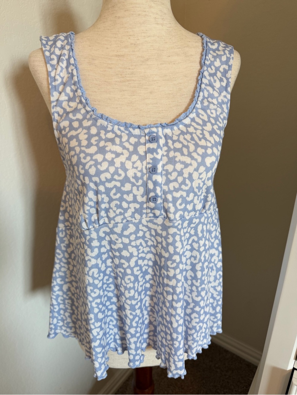 Printed Ruffle Tank Top